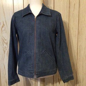 Chico’s Aztec Printed Zipper Front Jean Jacket